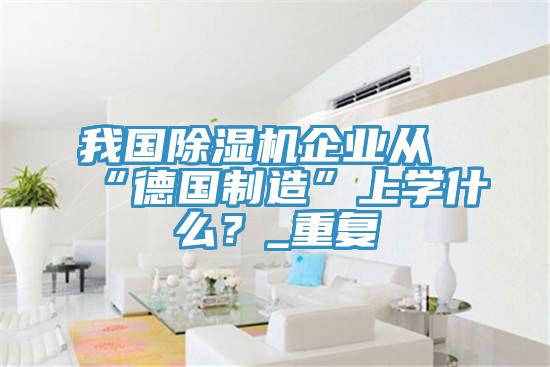 我國除濕機企業從“德國制造”上學什么？_重復